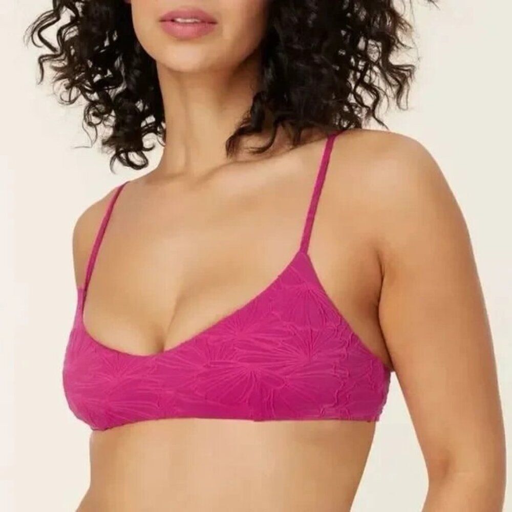 Andie The Molokai Swim Bikini Top Womens L Pink Lava‎ Floral Stretch Swimwear